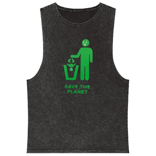 save the planet Mineral Wash Tank Tops