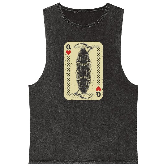 Santa Muerte Calavera Mexico Skeleton Poker Card D Mineral Wash Tank Tops