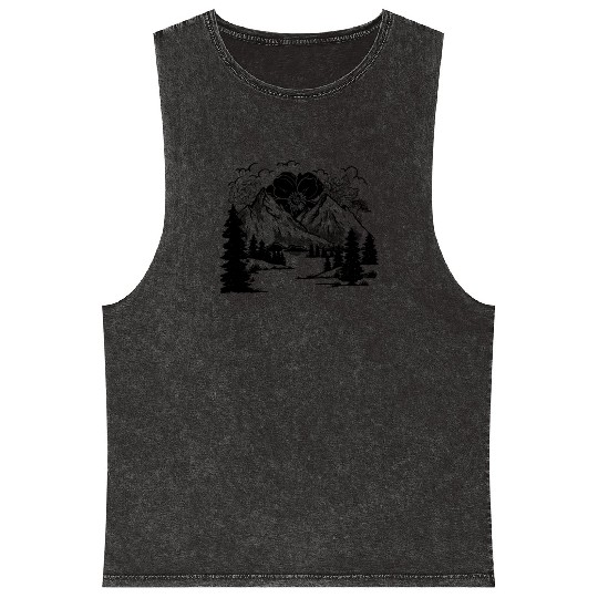 Nature Lover Mountains Forest Hiking Hiker Mineral Wash Tank Tops