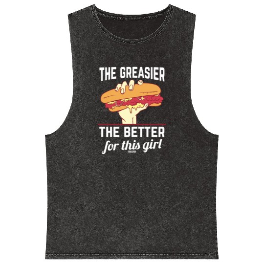 Girl woman Sandwich Fast Food Mineral Wash Tank Tops