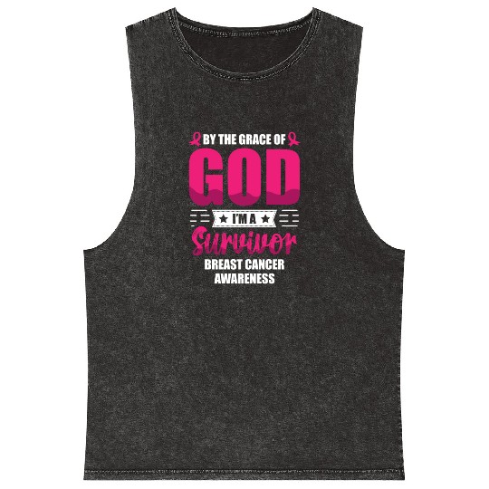 By The Grace Of God I'm A Breast Cancer Survivor Mineral Wash Tank Tops