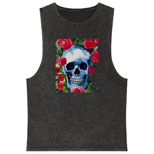 Skull and Roses - Garden Of Roses Mineral Wash Tank Tops