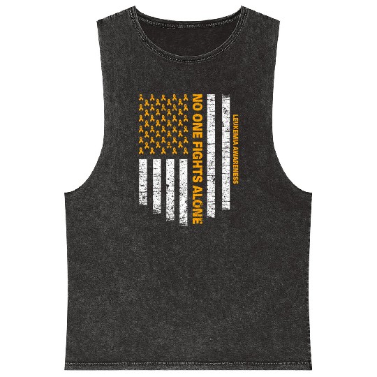 No One Fights Alone Usa Flag Leukemia Awareness Mineral Wash Tank Tops