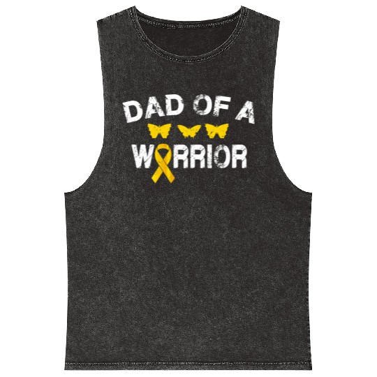 dad Of A Warrior Childhood Cancer Awareness Suppor Mineral Wash Tank Tops