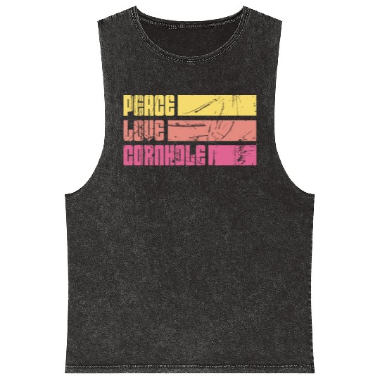 Peace Love Cornhole Mineral Wash Tank Tops