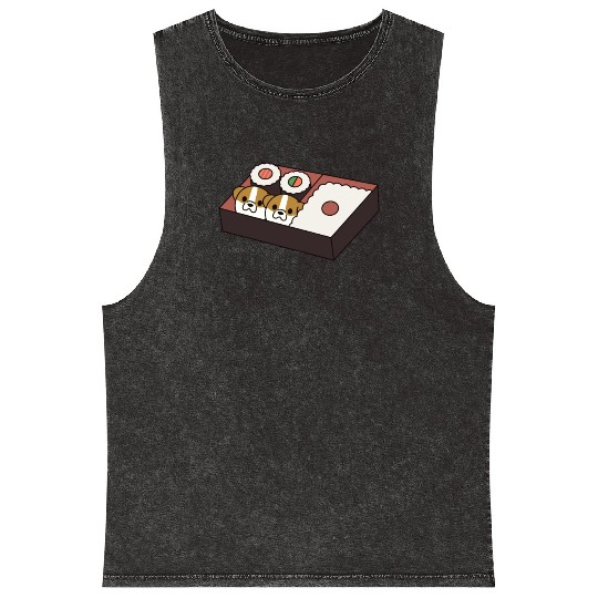 Sushi Bento Box English Bulldog Mineral Wash Tank Tops