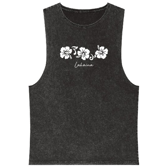 Lahaina Maui Hawaii Hibiscus Flower Mineral Wash Tank Tops
