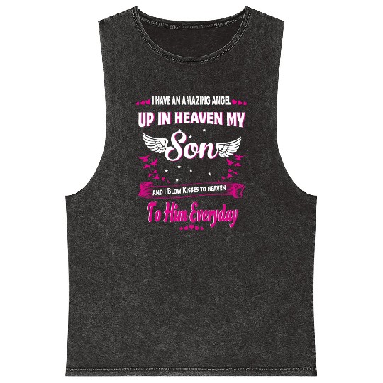 My Son Forever My Angel Sympathy In Loving Memory Mineral Wash Tank Tops