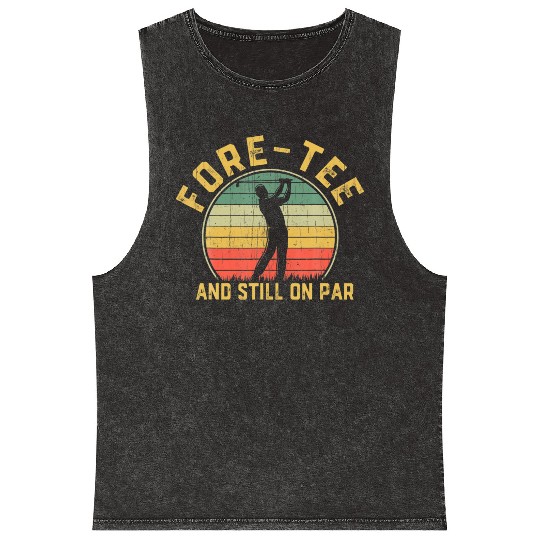 Funny 40th Birthday Golfer 40 Years Old Golfing Mineral Wash Tank Tops