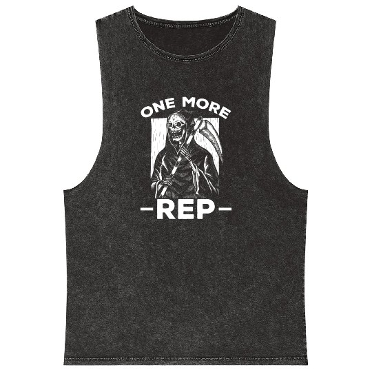 Grim Reaper Humor Weightlifting Gym Lover Mineral Wash Tank Tops
