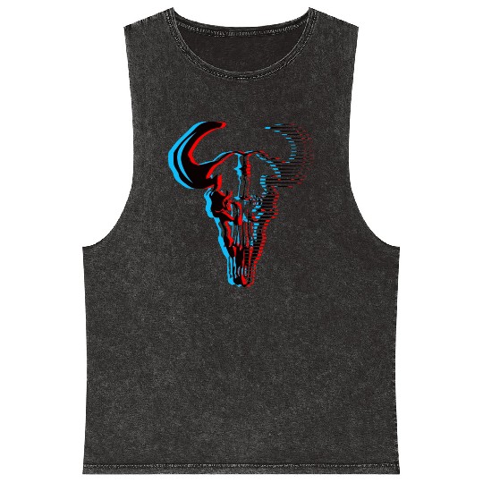 Buffalo skull Mineral Wash Tank Tops