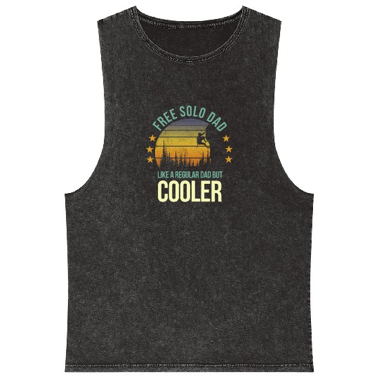 Funny Free Solo Dad Cool Rock Climbing Climber Mineral Wash Tank Tops