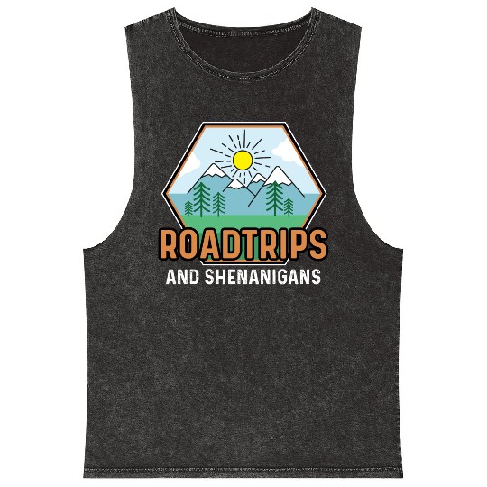 Road Trip Shenanigans Nature Lover And Explorer Gi Mineral Wash Tank Tops