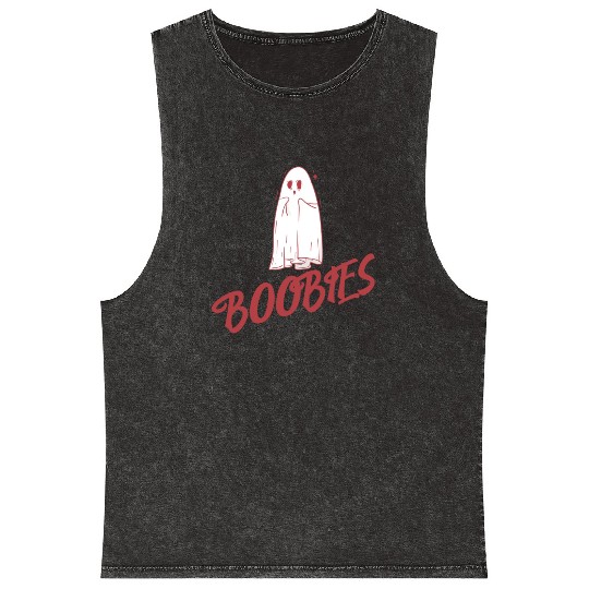 Surprised ghost loves boobies, Boo halloween Mineral Wash Tank Tops