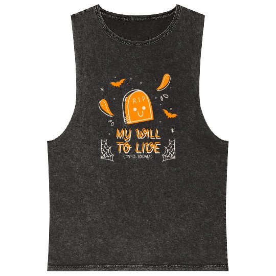 My will to live 1993 today halloween tombstone fun Mineral Wash Tank Tops