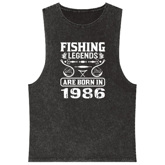 Fishing Legends Are Born In 1986 Mineral Wash Tank Tops