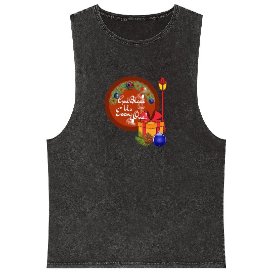 Cute A Christmas Carol God Bless Us Everyone Lamp Mineral Wash Tank Tops