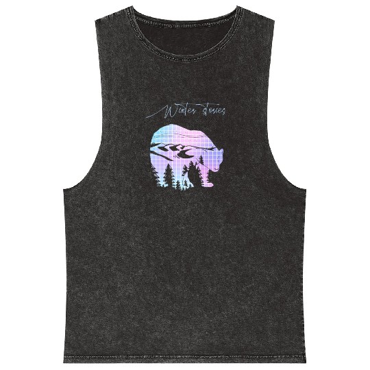 Winter stories Bear Trees Pastel Rainbow Mineral Wash Tank Tops