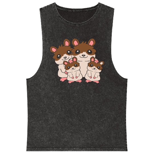 Friendly hamster family kids Mineral Wash Tank Tops