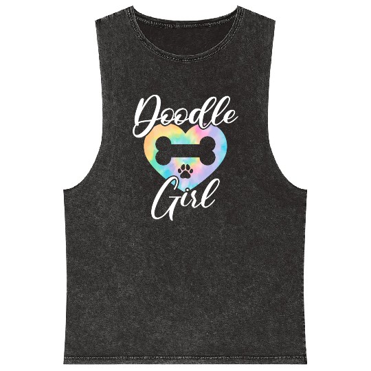 Doodle Girl Goldendoodle Dog Lover Puppy Paw Love Mineral Wash Tank Tops