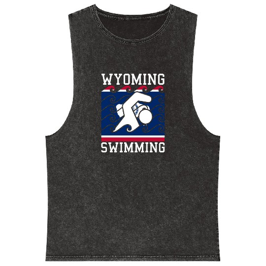 Wyoming Flag Swimming Team Swim Swimmer US State Mineral Wash Tank Tops