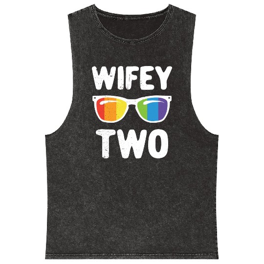 Wife Two Funny Lgbt Lesbian Couple LGBT Pride Gay Mineral Wash Tank Tops