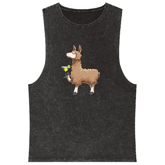 Funny Alpaca Drinks Cocktail for a Alpaca lover Mineral Wash Tank Tops