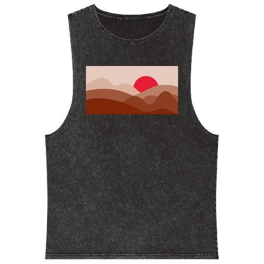 Minimalist Sun Brick Red Mineral Wash Tank Tops