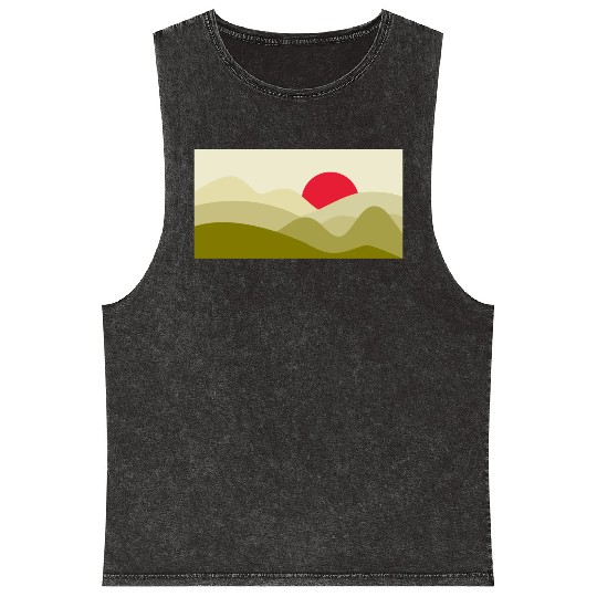 Minimalist Sun Olive Green Mineral Wash Tank Tops