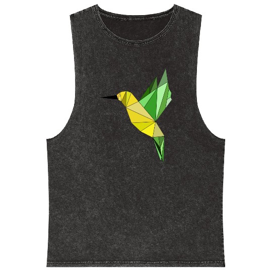 Hummingbird geometrical Mineral Wash Tank Tops