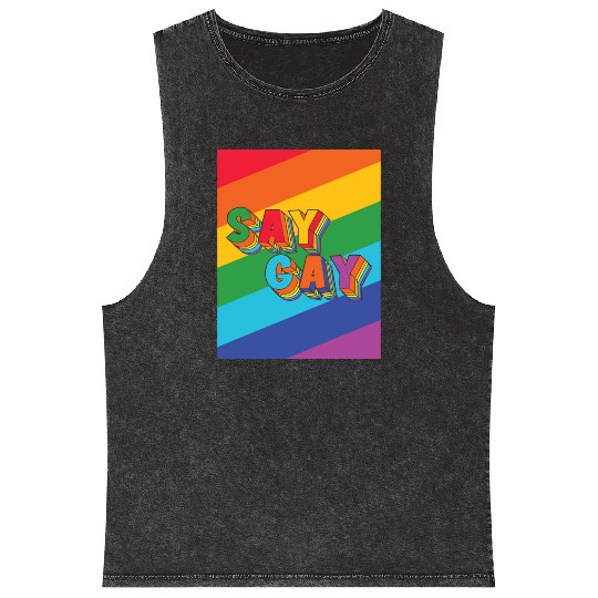 LBGT Flag Gay Pride Human Vintage Rainbow Mineral Wash Tank Tops