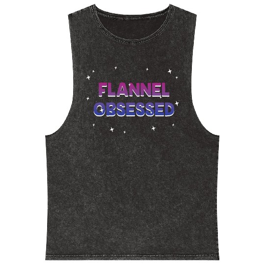 Flannel Obsessed Bisexual LGBTQ Bi Pride Outfit Mineral Wash Tank Tops