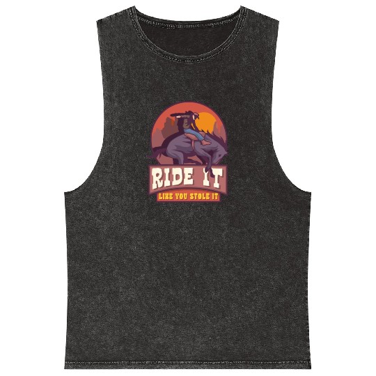Rodeo Bull Riding Livestock Show Farmer Cattle Mineral Wash Tank Tops