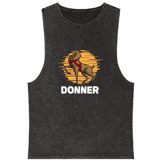 Christmas Santa's Reindeer Lazy Costume Donner Mineral Wash Tank Tops