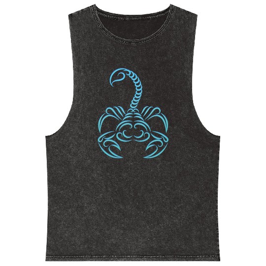 Scorpio Zodiac Water Sign Scorpion Logo Mineral Wash Tank Tops