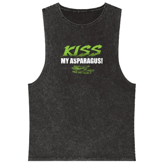 Kiss My Asparagus Lover Vegetarian Vegetable Vegan Mineral Wash Tank Tops