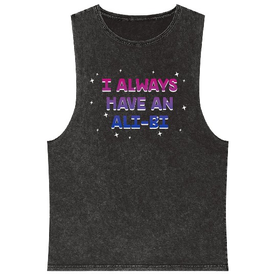 I Always Have an Alibi Bisexual Couples Bi Pride Mineral Wash Tank Tops