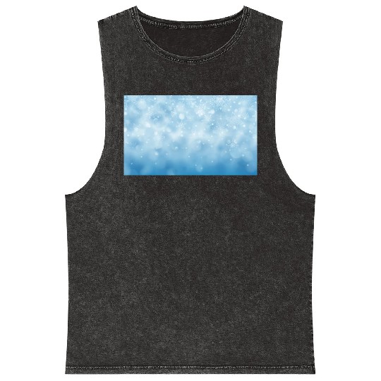 Blue Bokeh Christmas Snowflakes Mineral Wash Tank Tops