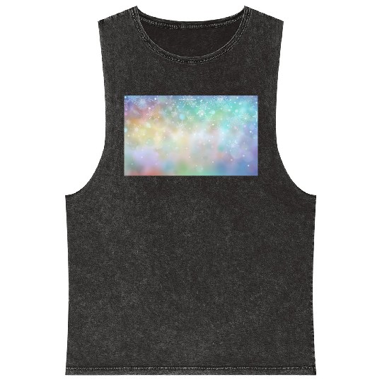 Colorful Bokeh Christmas Snowflakes Mineral Wash Tank Tops