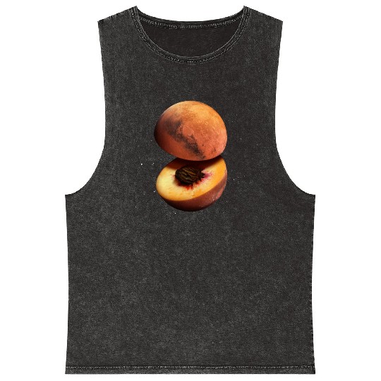 Funny Peach Mars Planet Mineral Wash Tank Tops