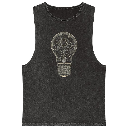 Astronomy Universe Planets Light Bulb Mineral Wash Tank Tops