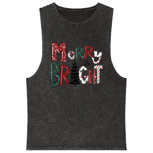 Merry And Bright Mineral Wash Tank Tops | Merry Christmas 2022