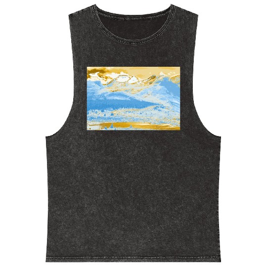 Golden Blue Mountain Lake Mineral Wash Tank Tops