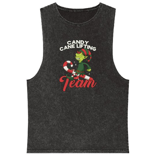 Candy Cane Candy Cane Lifting Team Elf Mineral Wash Tank Tops