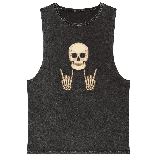 Skull Head Face Party Halloween Design Mineral Wash Tank Tops