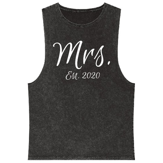 Matching Script Mr & Mrs Bridal Bride Mrs Est 2020 Mineral Wash Tank Tops