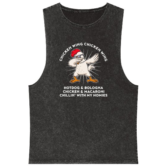 Chicken Wing Chicken Wing Song Lyric Hot Dog Mineral Wash Tank Tops