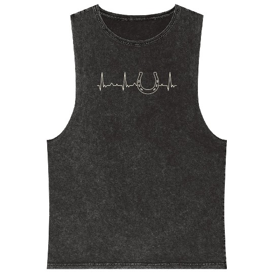 Horse Shoe. Heart. Love. EKG. Pulse. Beat. Mineral Wash Tank Tops