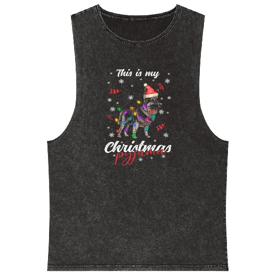 Winter Christmas Pyjama German shepherd dog Mineral Wash Tank Tops