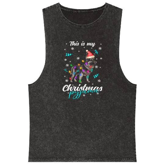 Winter Christmas Pyjama German Shepherd Dog Mineral Wash Tank Tops